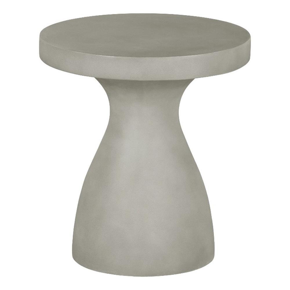 Greige Round Pedestal Side Table with Concrete Finish