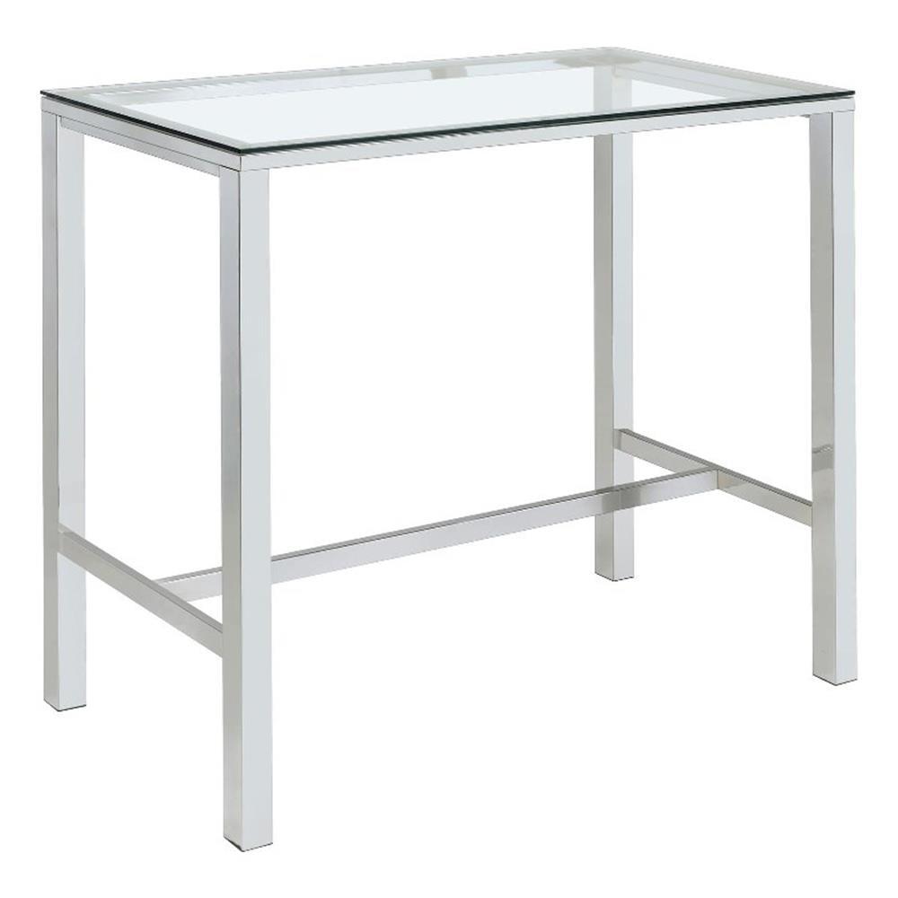 Clear Glass and Chrome Rectangular Bar Height Table