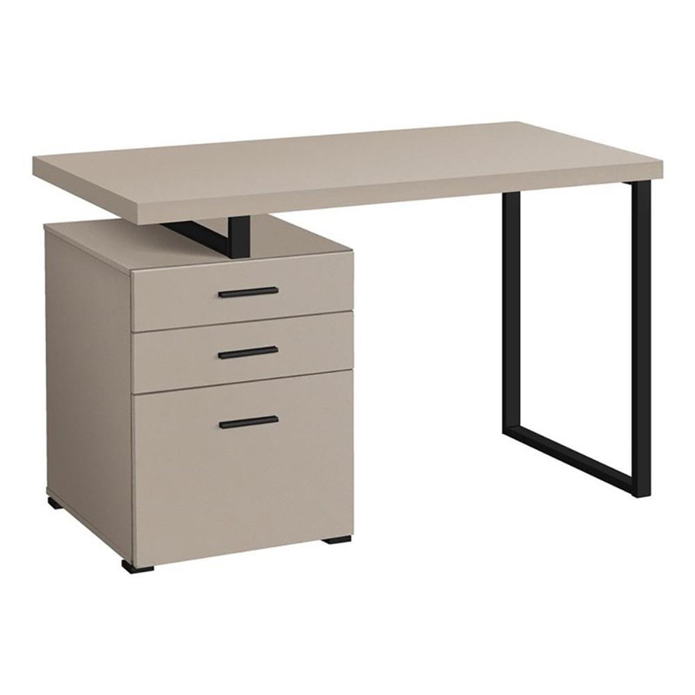 Monarch Specialties Computer Desk Home Office Laptop Left Right Set-Up Storage Drawers 48InchL Work Metal Laminate Beige Black Contemporary Modern