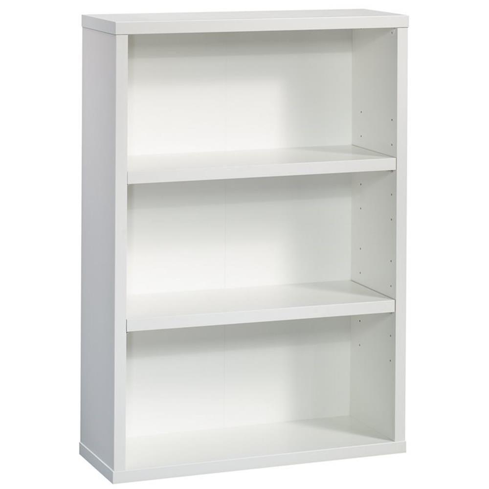 Soft White Adjustable 3-Shelf Wooden Bookcase 44"H