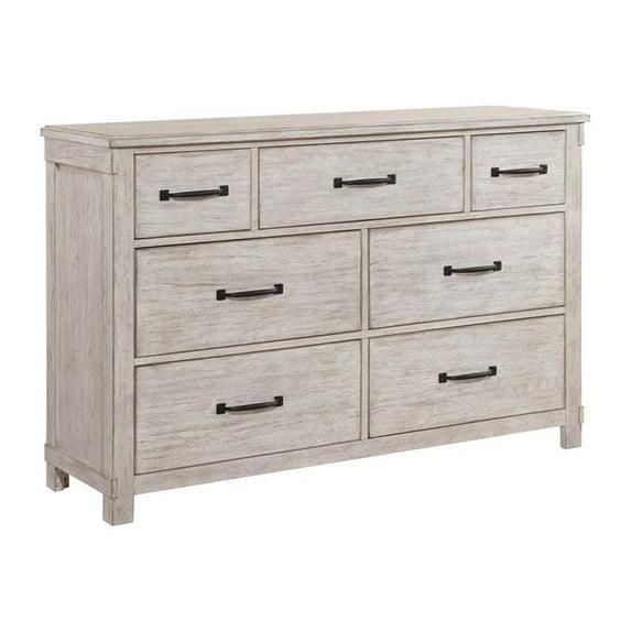 Pemberly Row Farmhouse Seven Spacious Drawers Dresser in White