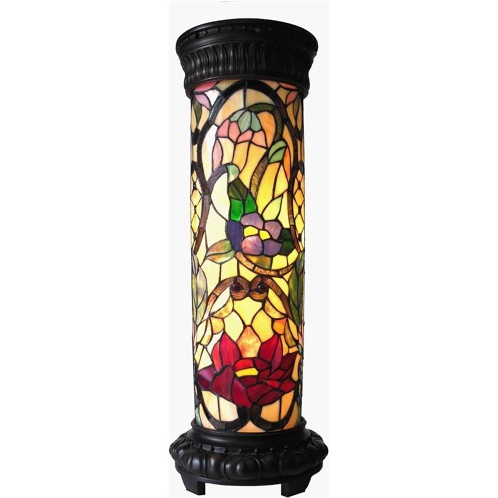 Chloe Lighting Roselle Tiffany-Glass 2 Light Floral Pedestal Light Fixture 30"Tall