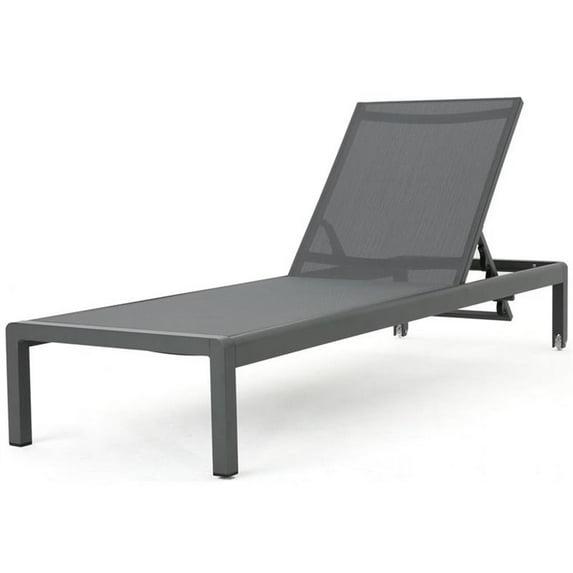 Crested Bay Outdoor Aluminum Chaise Lounge with Mesh Seat, Gray and Dark Gray