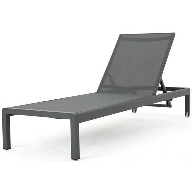 Crested Bay Outdoor Aluminum Chaise Lounge with Mesh Seat, Gray and Dark Gray