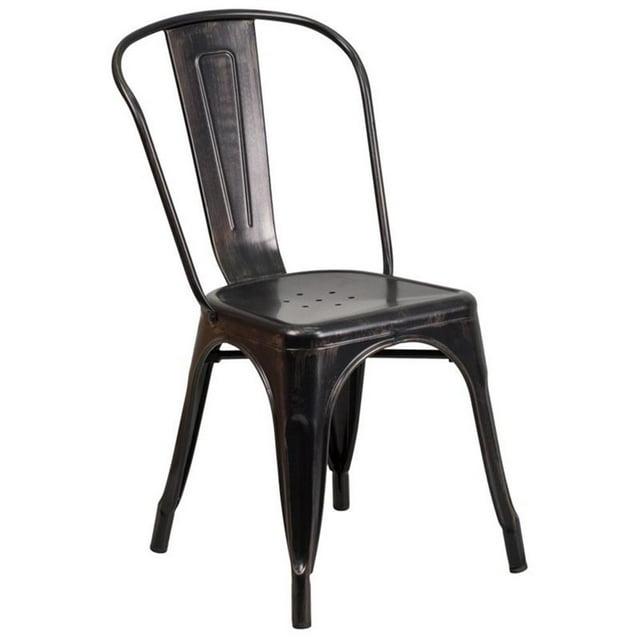 Flash Furniture Commercial Grade Black-Antique Gold Metal Indoor-Outdoor Stackable Chair