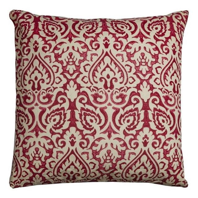 22"x22" Dulane Damask Square Throw Pillow Red - Rizzy Home: Cotton, Indoor, Zipper Closure, Machine Washable