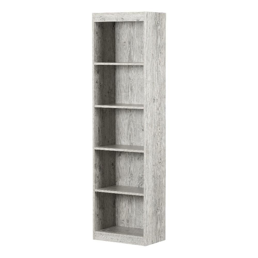 Seaside Pine Adjustable 5-Shelf Narrow Bookcase