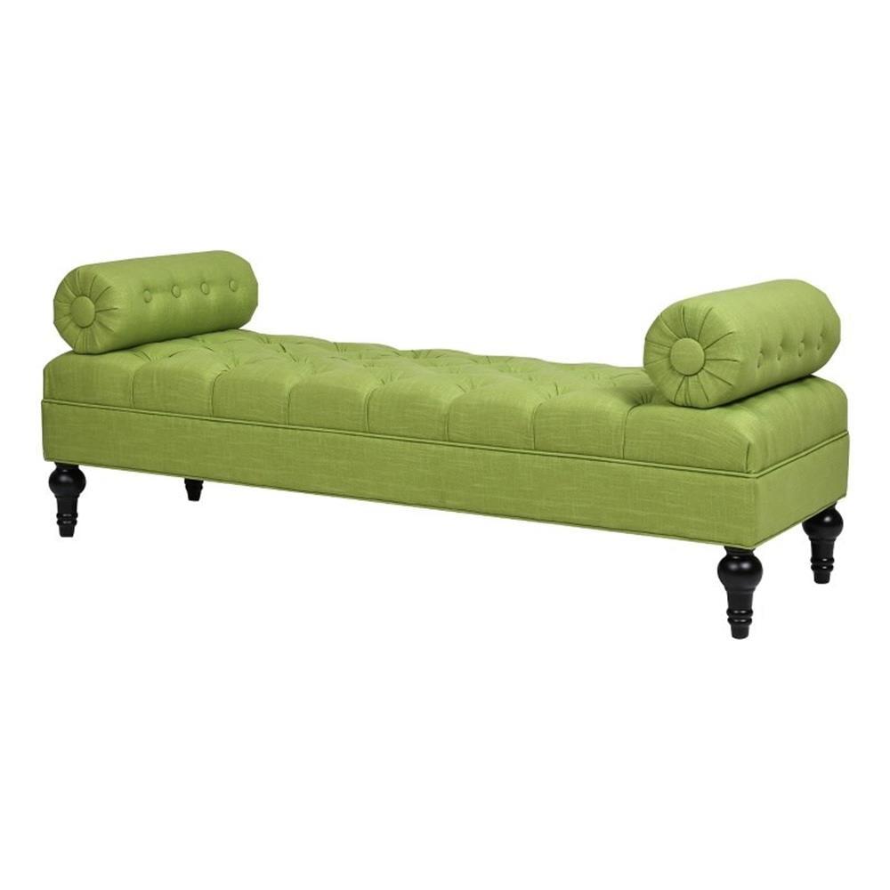 Lewis Bright Chartreuse Fabric Bolster Arm Bench