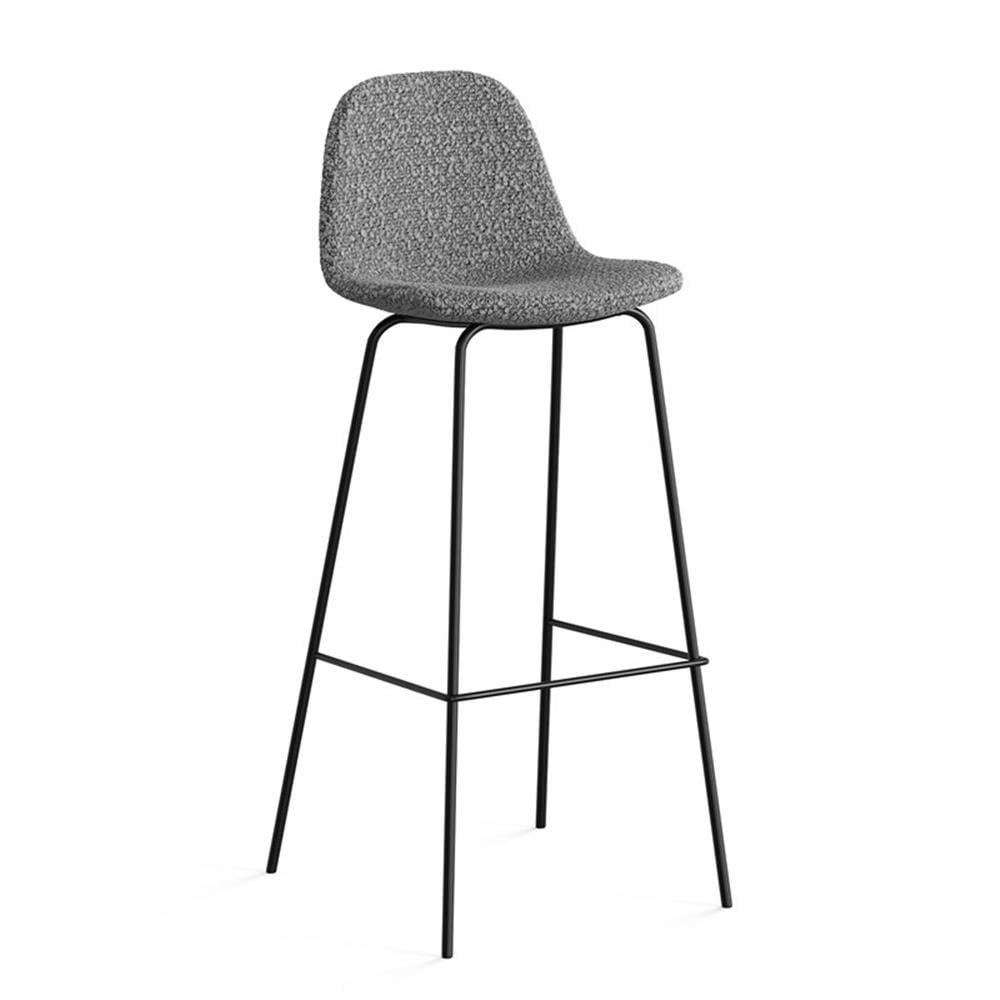 Gray Boucle Upholstered Counter Stool with Steel Frame, Set of 2