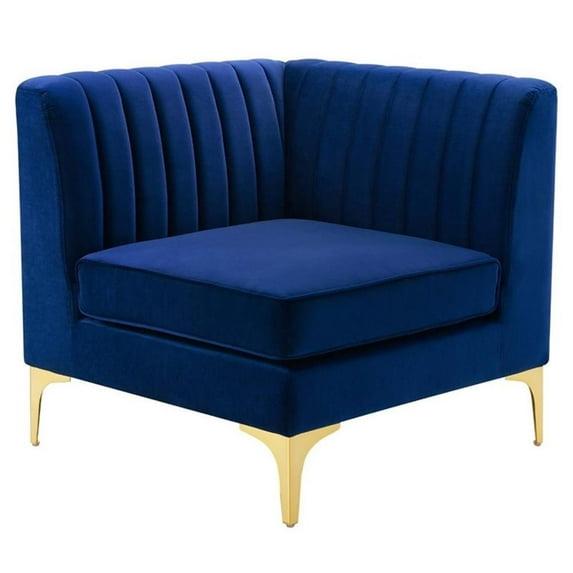 Modway Triumph Modern Channel Tufted Performance Velvet Corner Chair in Navy