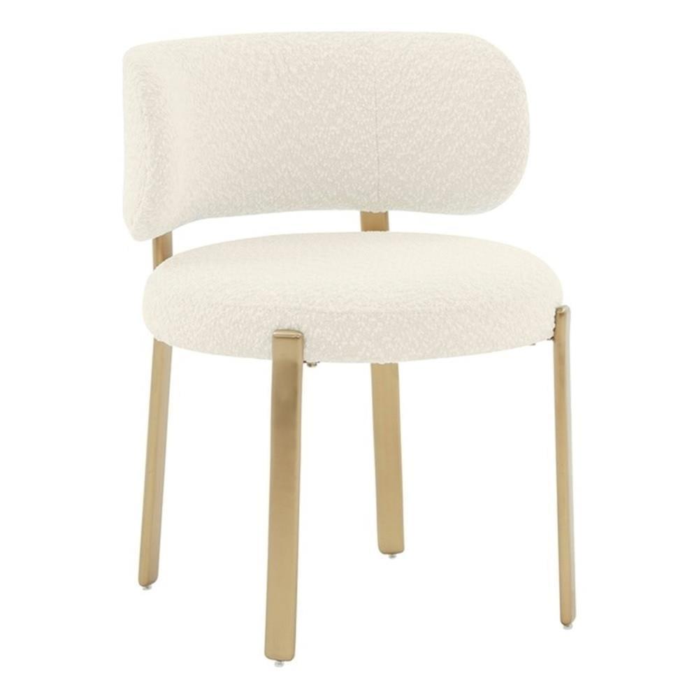 Margaret Cream Linen Upholstered Side Chair with Gold Legs