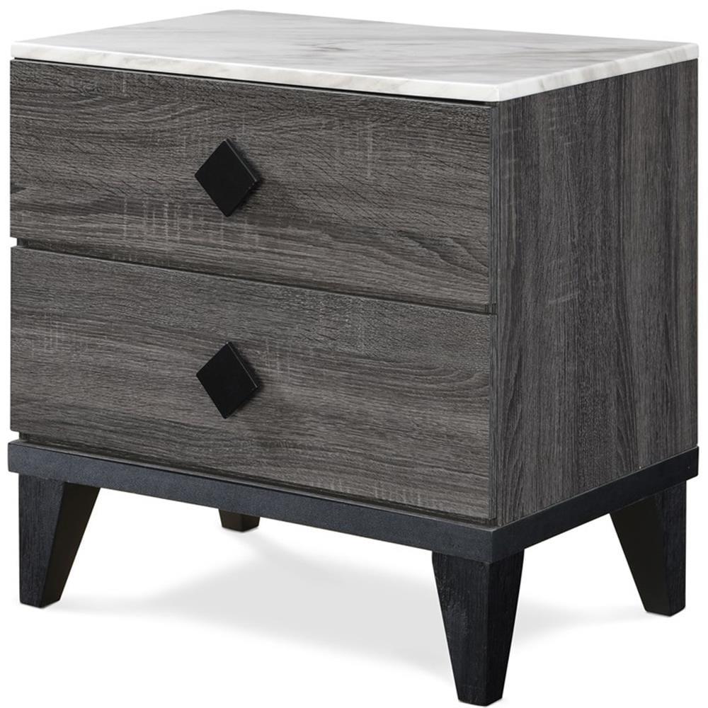 Micah Gray 2-Drawer Nightstand with Marble Top