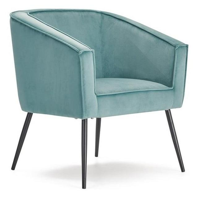 Pemberly Row Modern / Contemporary Rani Modern Velvet Accent Chair in Teal Blue