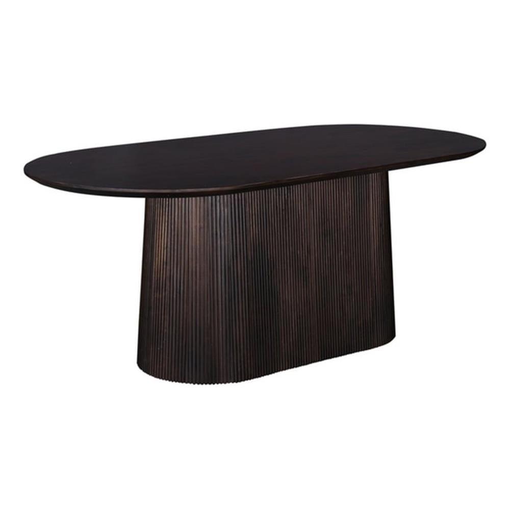 Royal Brown Mango Wood Oval Dining Table for Six