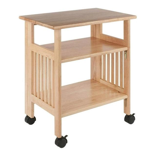 Pemberly Row Portable Foldable Transitional Solid Wood Printer Stand in Natural