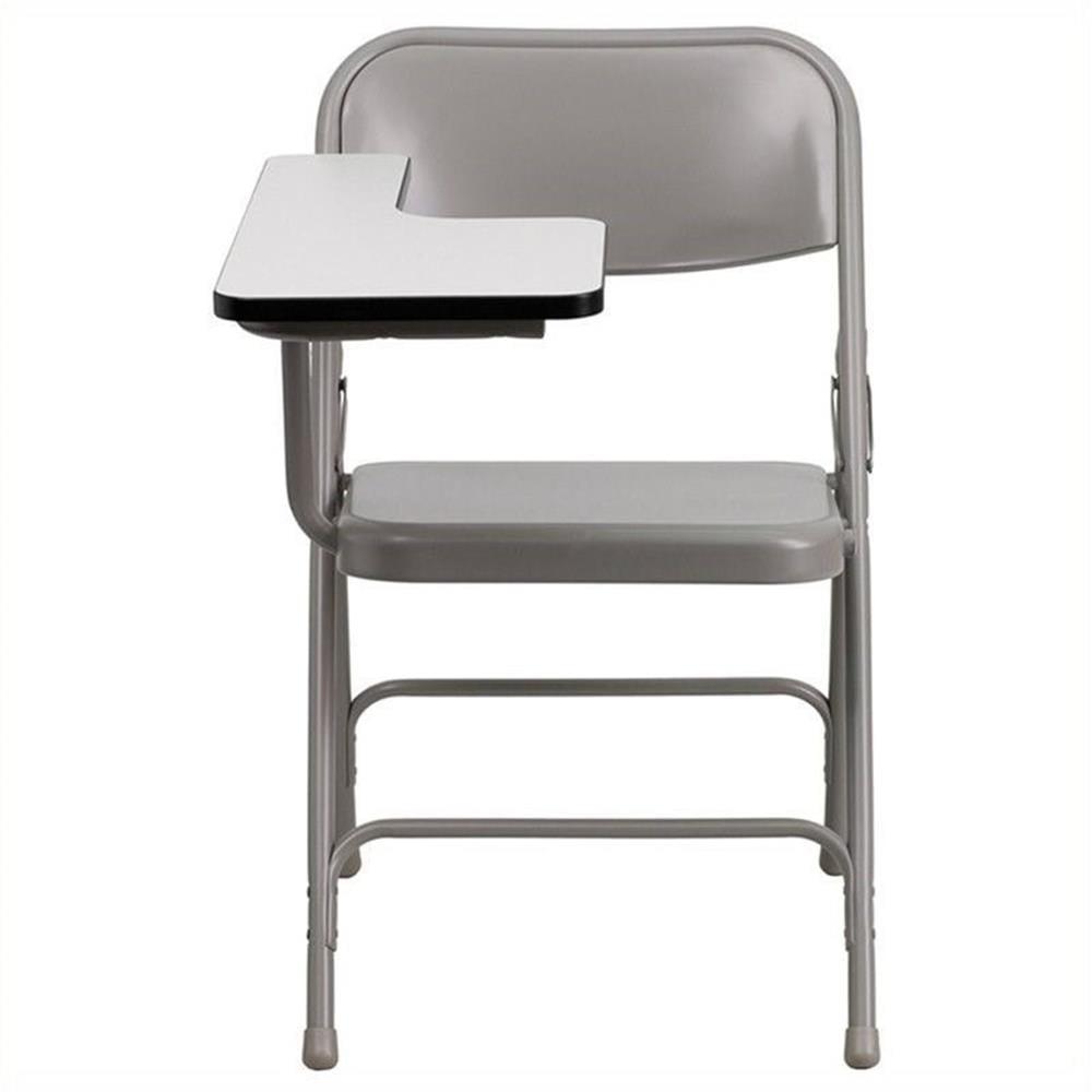 Pemberly Row Premium Steel Folding Chair with Right Hand Tablet Arm
