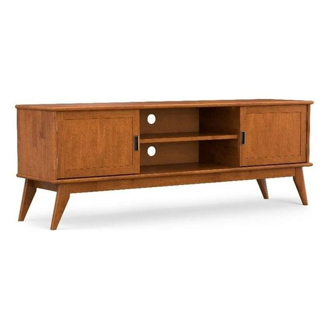 Simpli Home Draper 72"W Solid Hardwood Mid-Century Modern TV Stand for TVs up to 80" with Adjustable Shelves