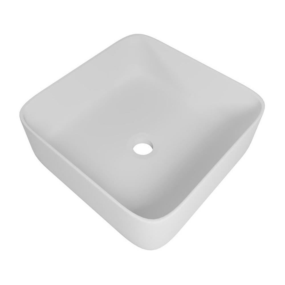 White Solid Surface Stone Square Vessel Sink