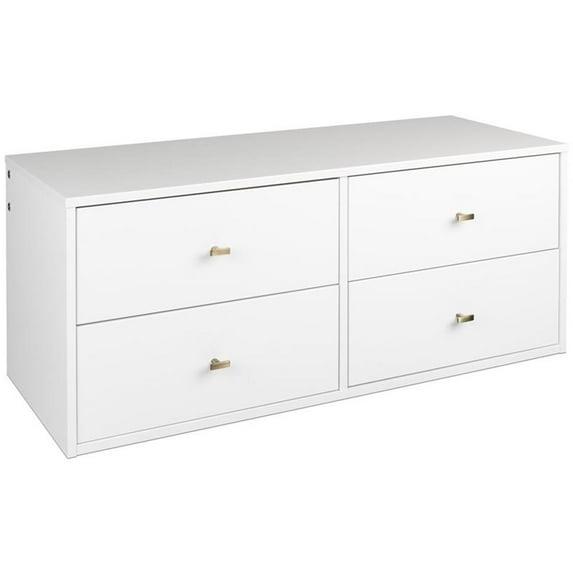 Floating 4 Drawers Dresser White - Prepac: Wall Mounted, Space-Saving Storage, Easy to Assemble