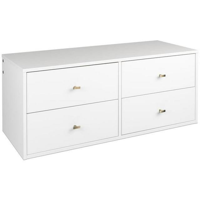 Floating 4 Drawers Dresser White - Prepac: Wall Mounted, Space-Saving Storage, Easy to Assemble