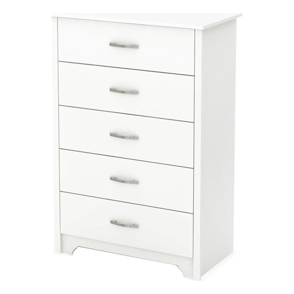 Pure White 5-Drawer Transitional Wood Chest