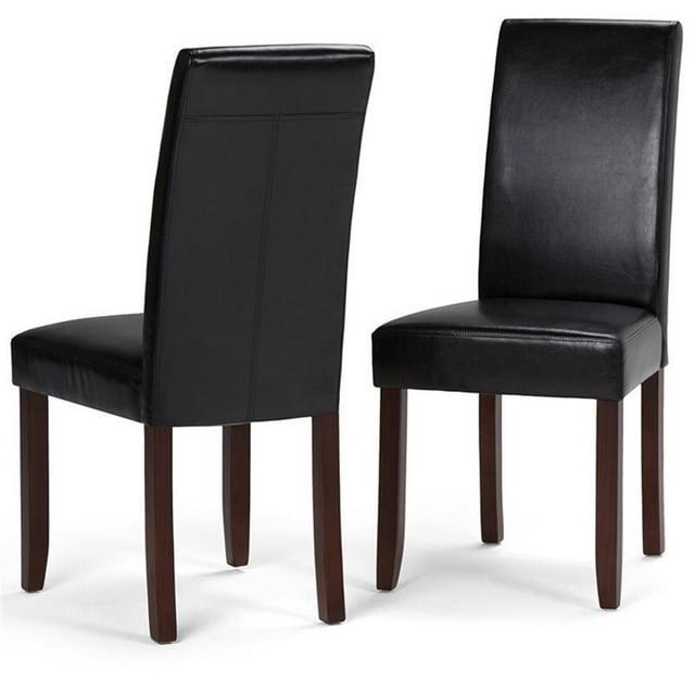 Simpli Home Acadian Parson Dining Chair (Set of 2) in Midnight Black