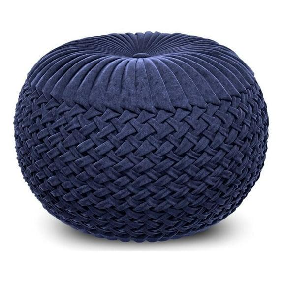 Simpli Home Grafton 20"W Velvet Round Button-Tufted Pouf