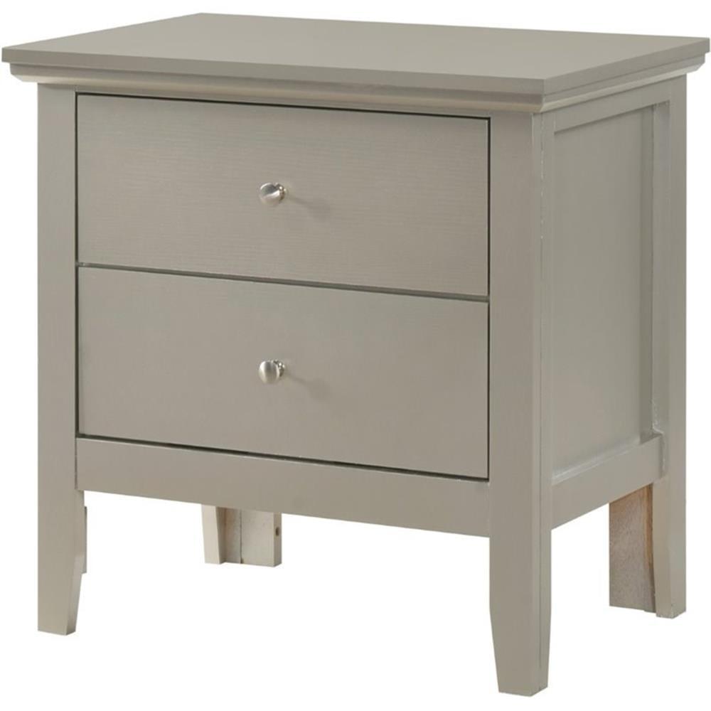 Silver Champagne Wood 2-Drawer Nightstand