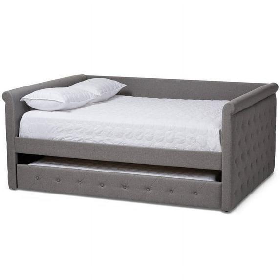 Queen Alena Daybed with Trundle Gray - Baxton Studio: Contemporary Upholstered Bedroom Furniture