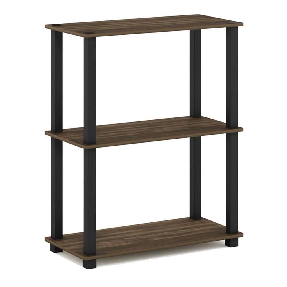 Pemberly Row Turn-S-Tube Wood 3-Tier Shelf Display Rack in Columbia Walnut