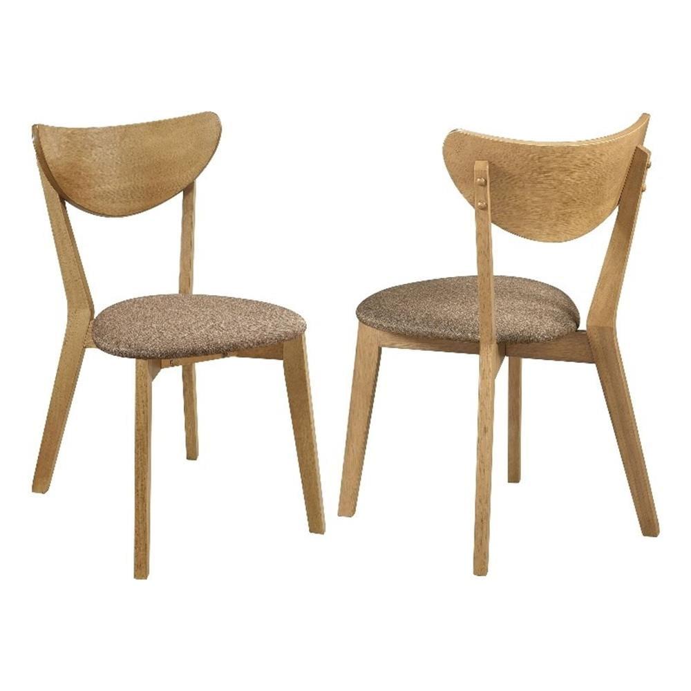 Pemberly Row Wood Dining Side Chair in Light Walnut and Brown (Set of 2)