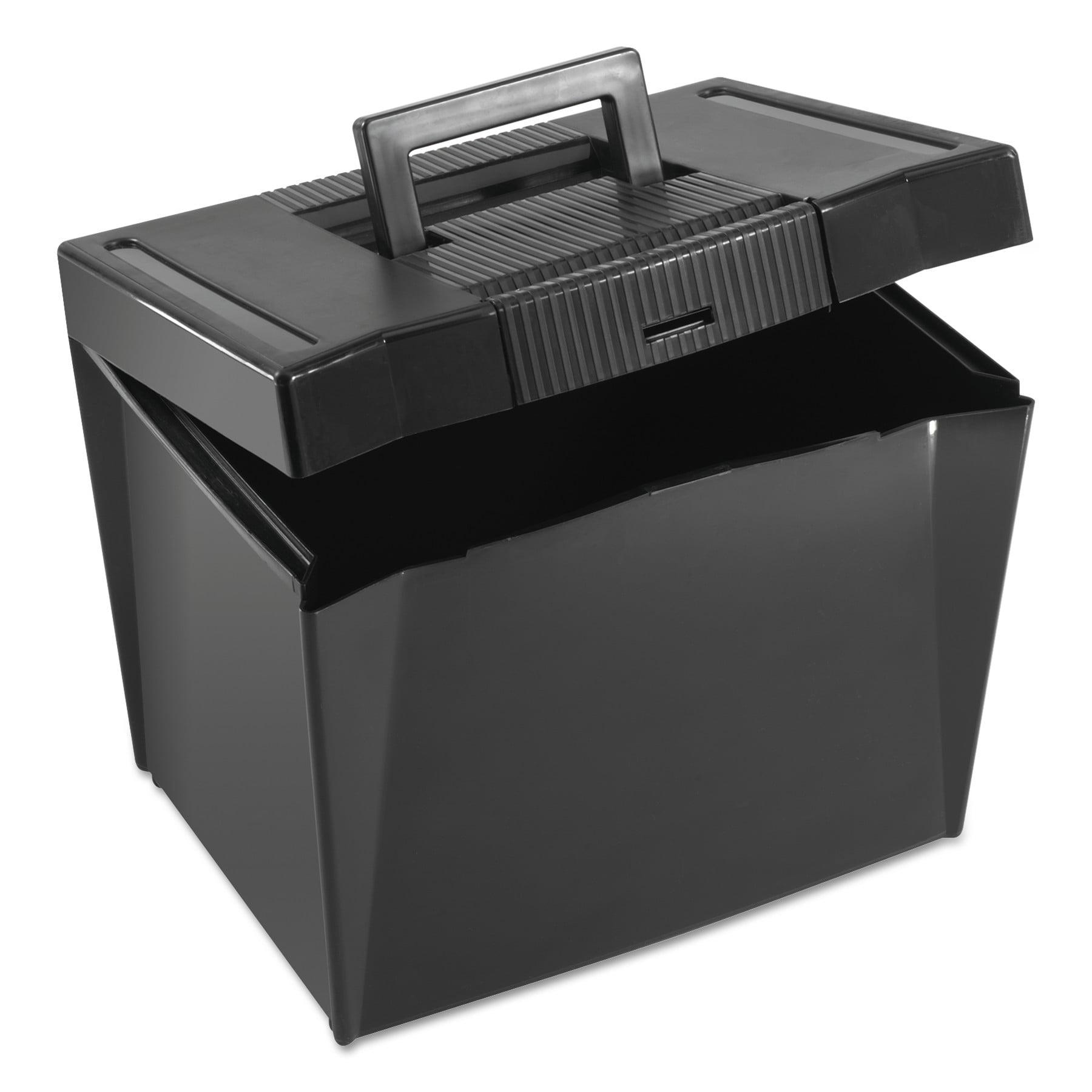 Black Portable File Storage Box with Handle and Latch