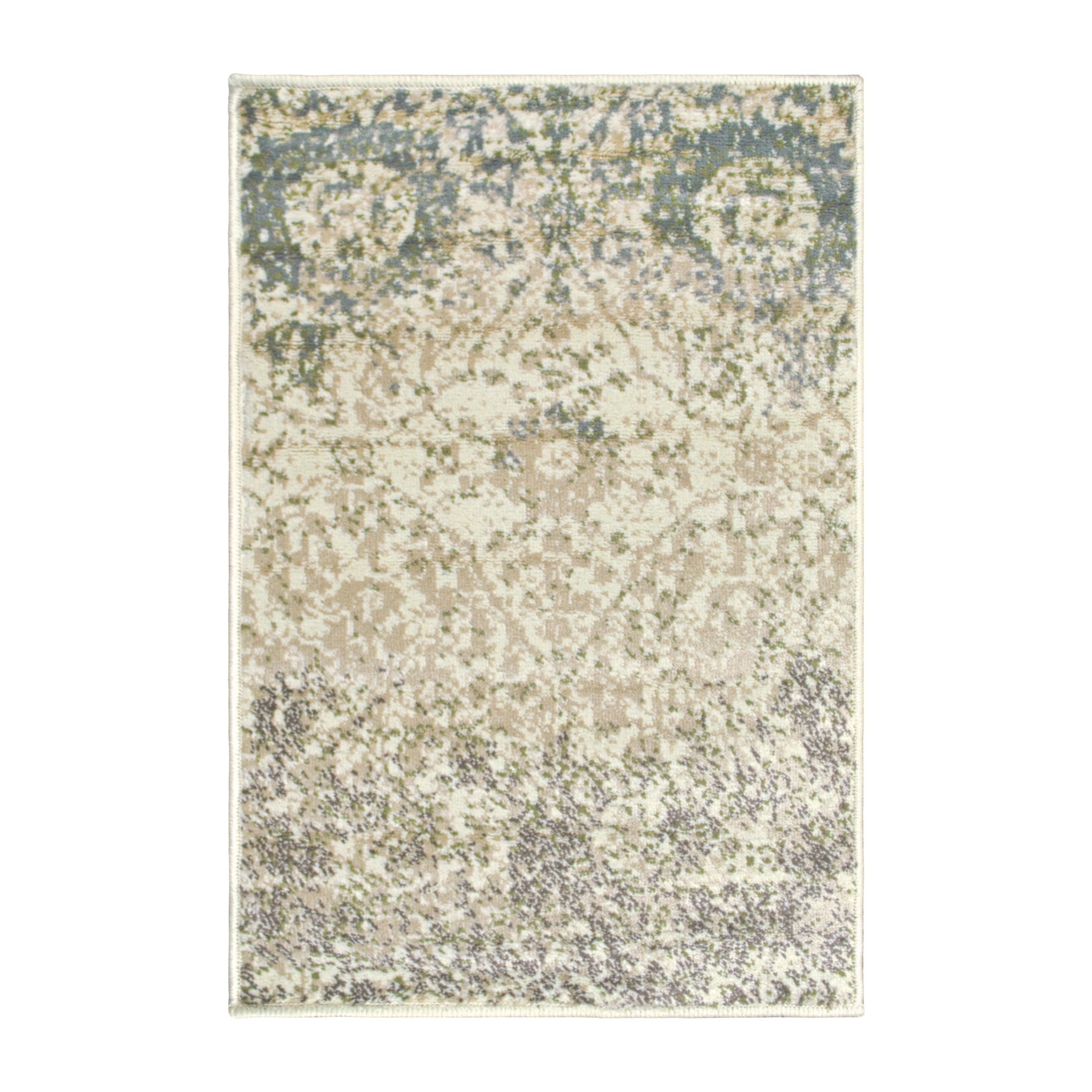 Floral Damask Geometric Indoor Runner or Area Rug, 2'x3', Ivory - Blue Nile Mills