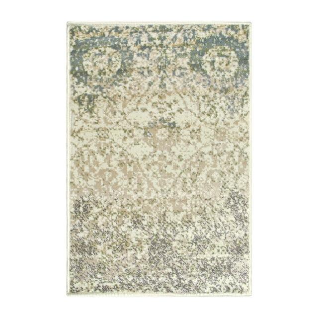 Floral Damask Geometric Indoor Runner or Area Rug, 2'x3', Ivory - Blue Nile Mills