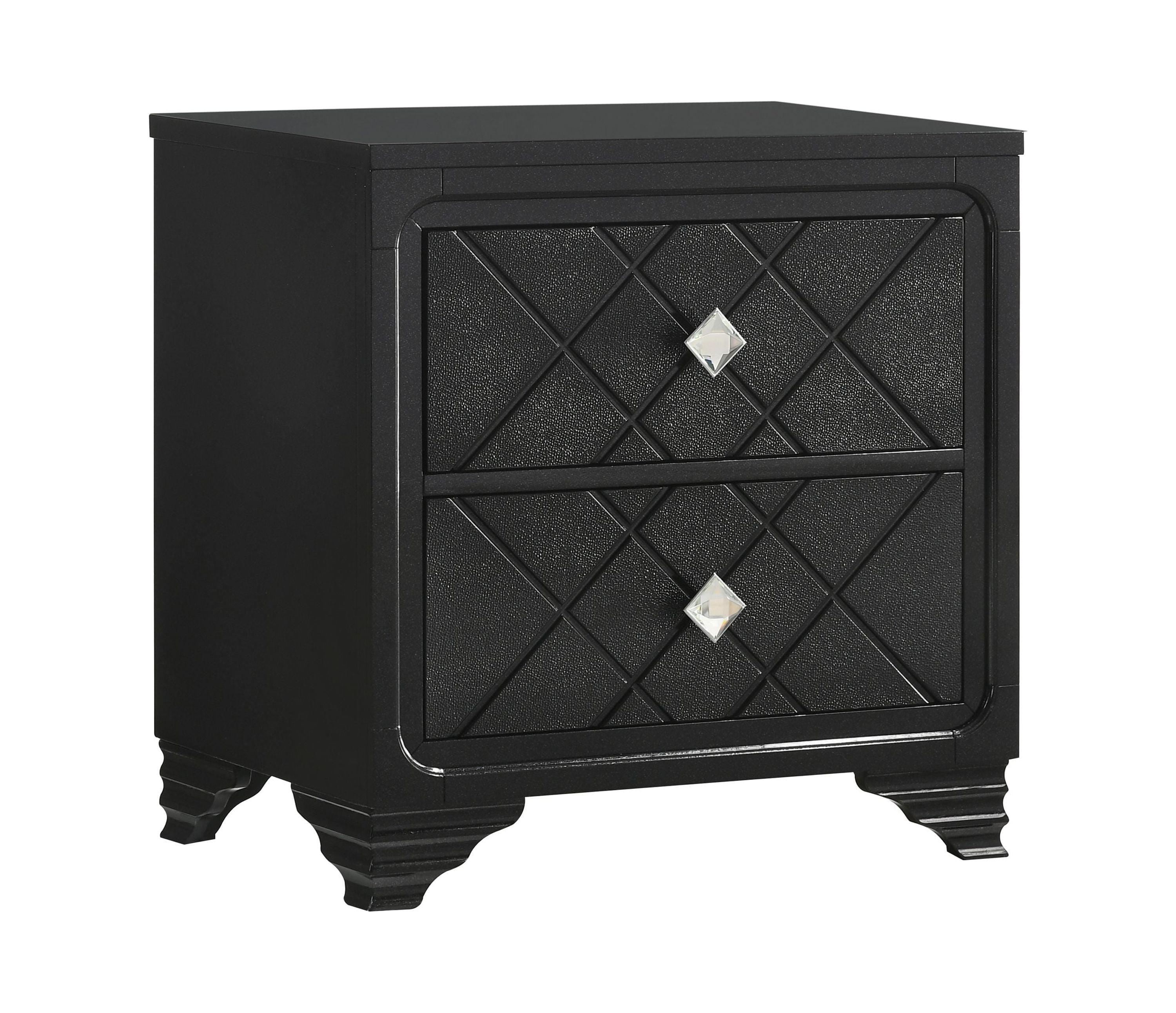 Penelope Black 2-Drawer Nightstand with Acrylic Knobs