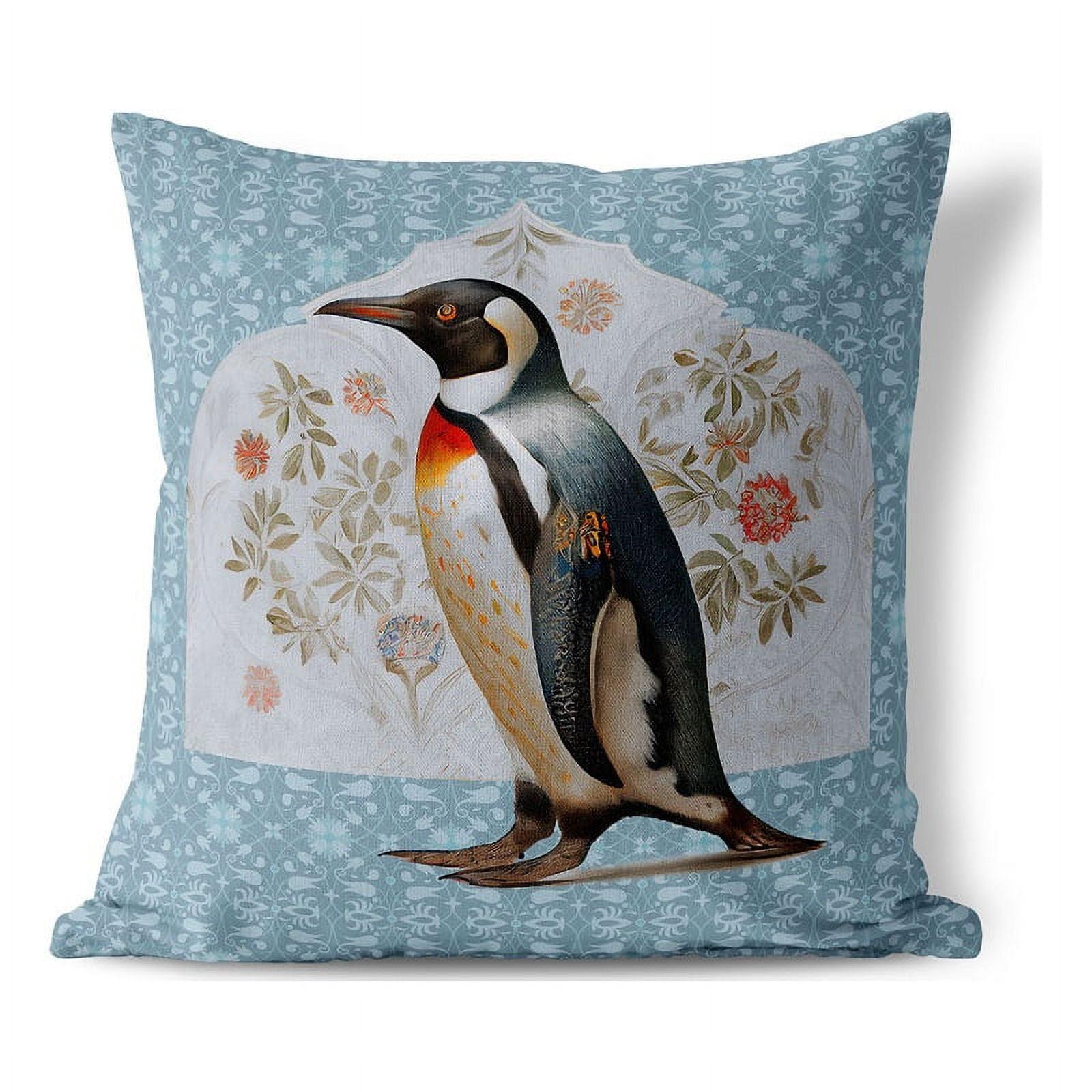 Penguin Petals Blue 16x16 Reversible Broadcloth Pillow