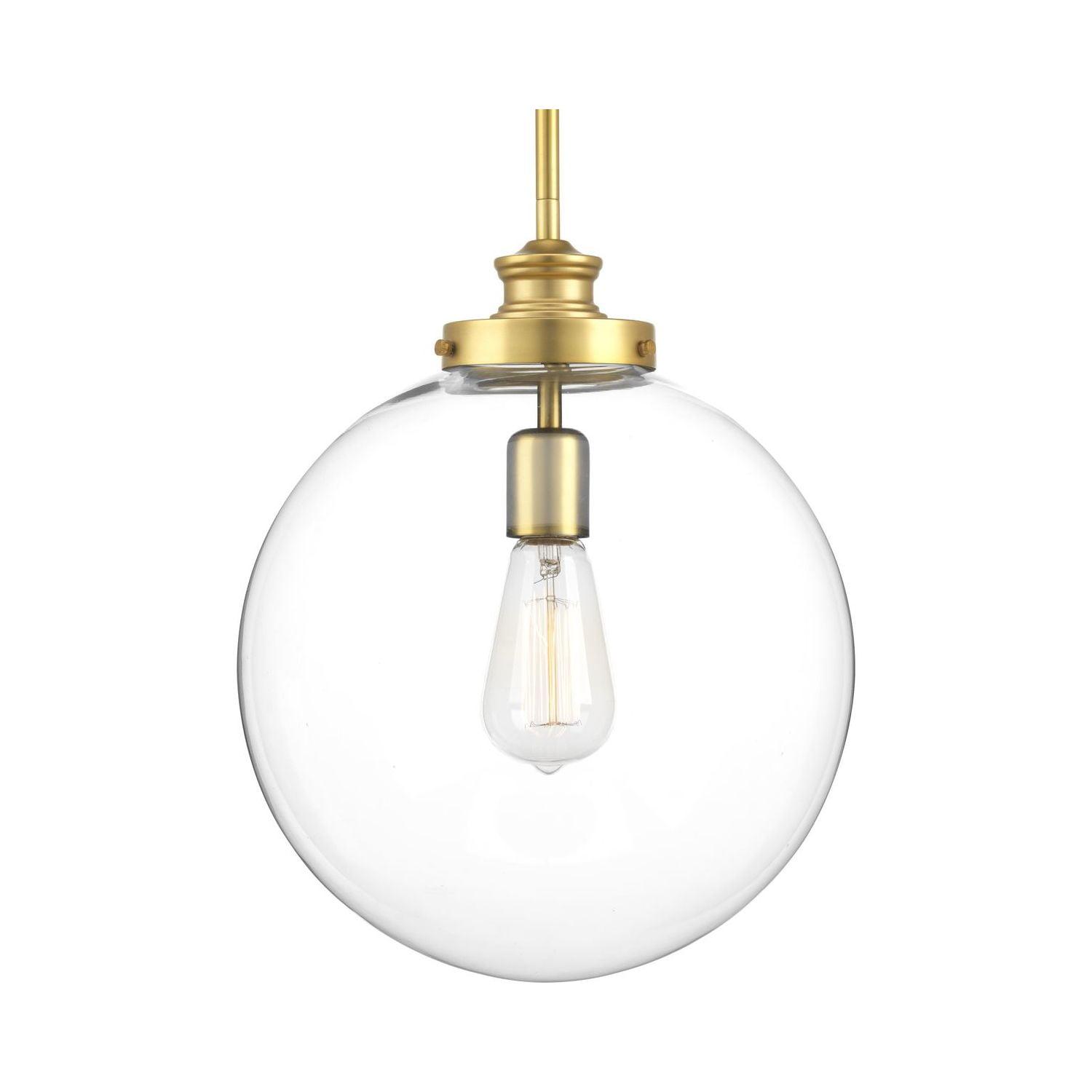 Progress Lighting, Penn Collection, 1-Light Pendant, Natural Brass, Clear Glass Sphere