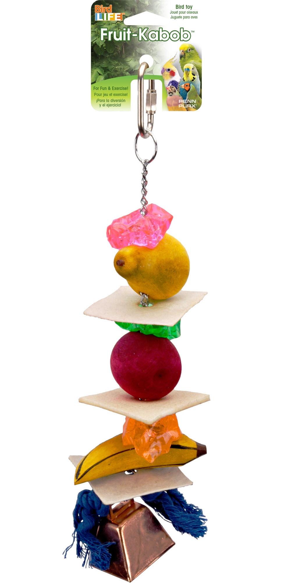 Penn-Plax Bird-Life Fruit Kabob Bird Toy with Bell – Various Textures, Materials, and Colors – Great for Parrots and Large Birds – Extra Large