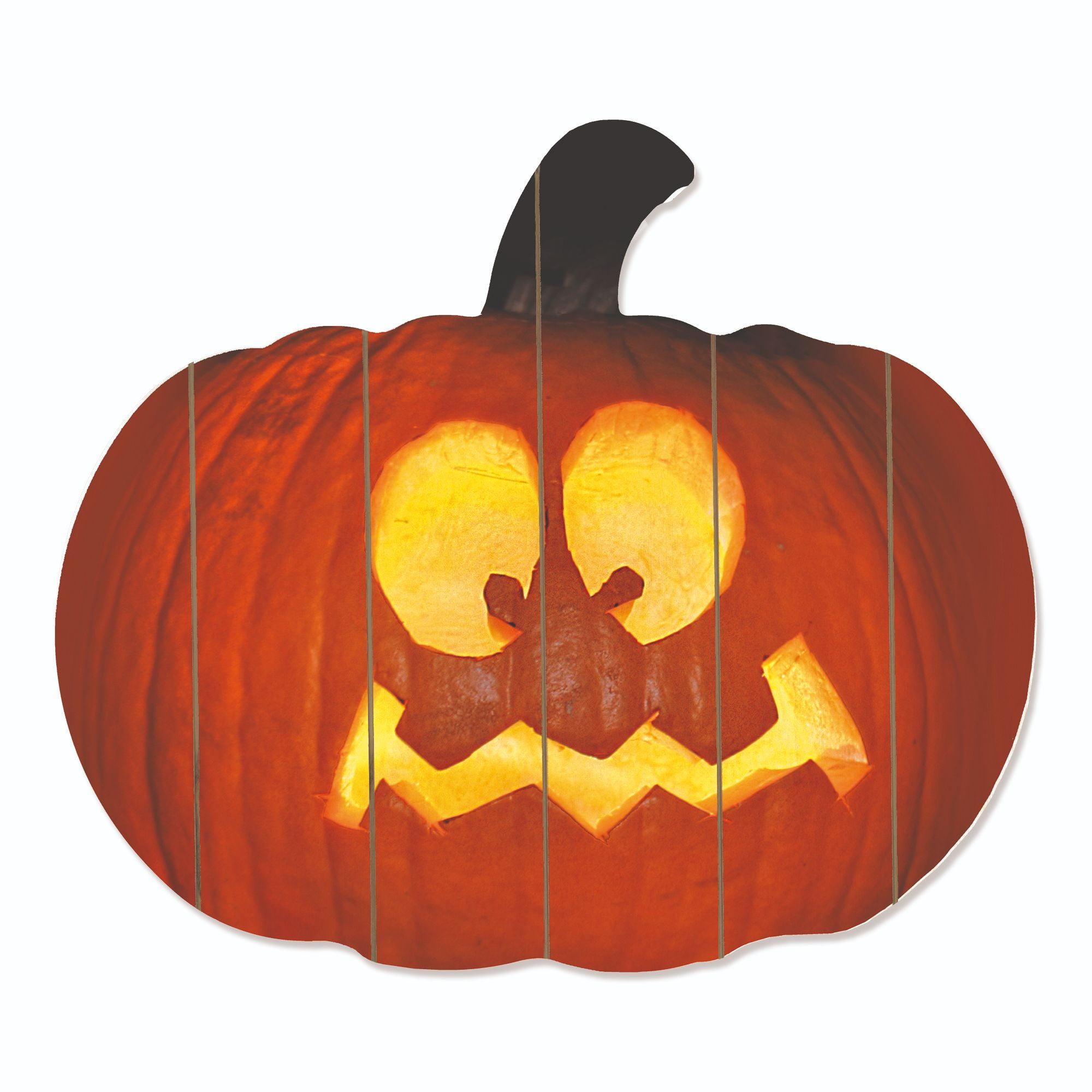 Penny Lane Publishing 17" Orange and Yellow Spooked Jack O-Lantern Hanging Pumpkin Halloween Wall