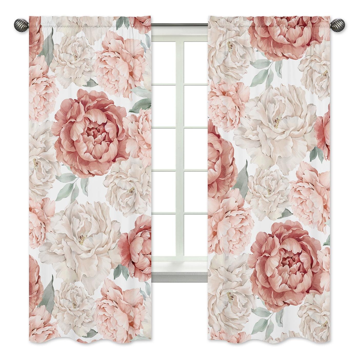 Sweet Jojo Designs Peony Floral Garden Pink and Ivory Semi-Sheer Rod Pocket Curtain Panels by Sweet Jojo Designs (Set of 2)
