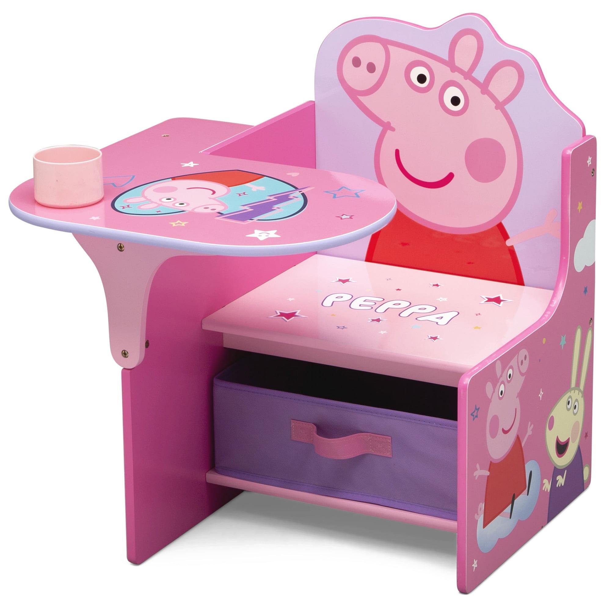 Peppa Pig Kids' Pink Wood Chair Desk with Storage Bin