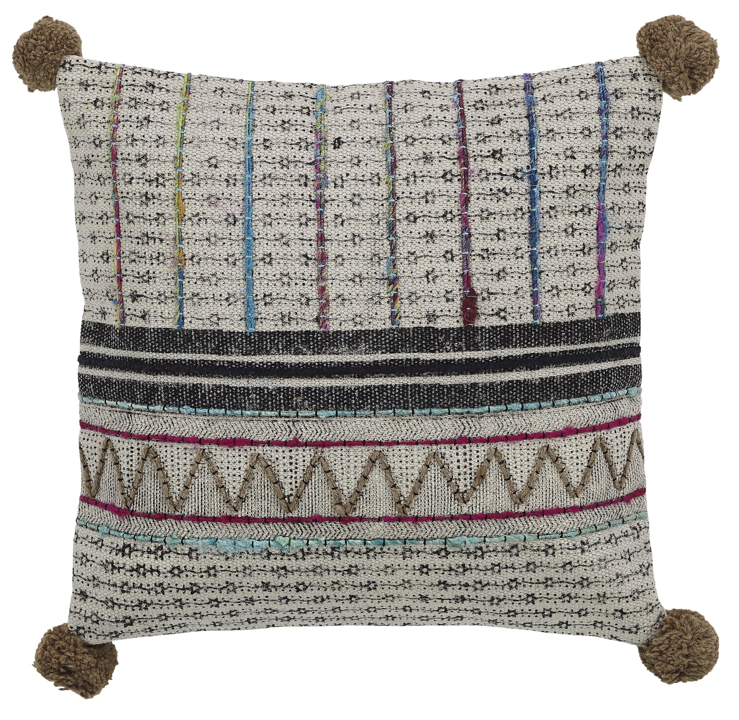 Peppermint Home Vera Vintage Embroidery Decorative Throw Pillow Cover, 20"x 20", Natural