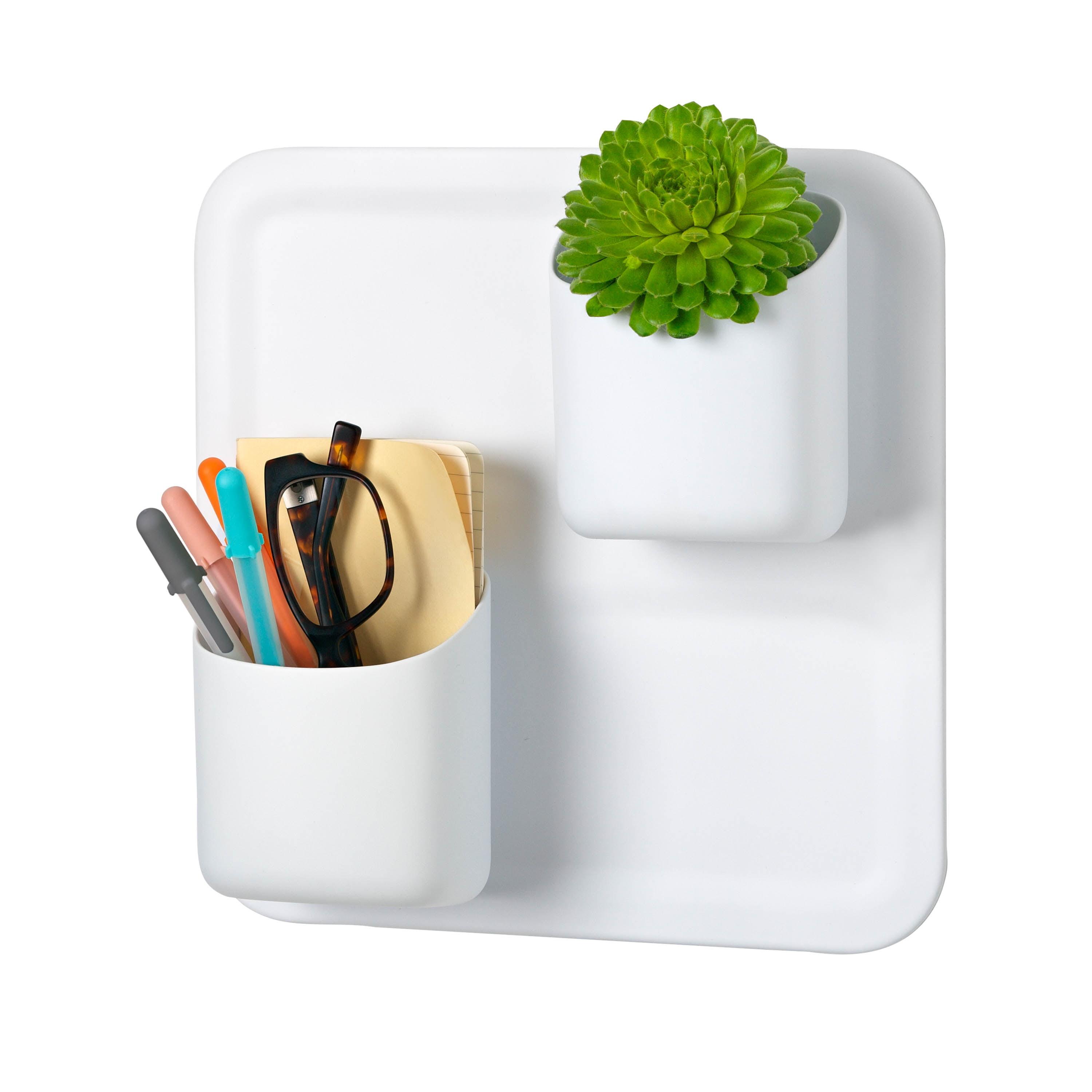 White Plastic Magnetic Wall Organizer with Containers