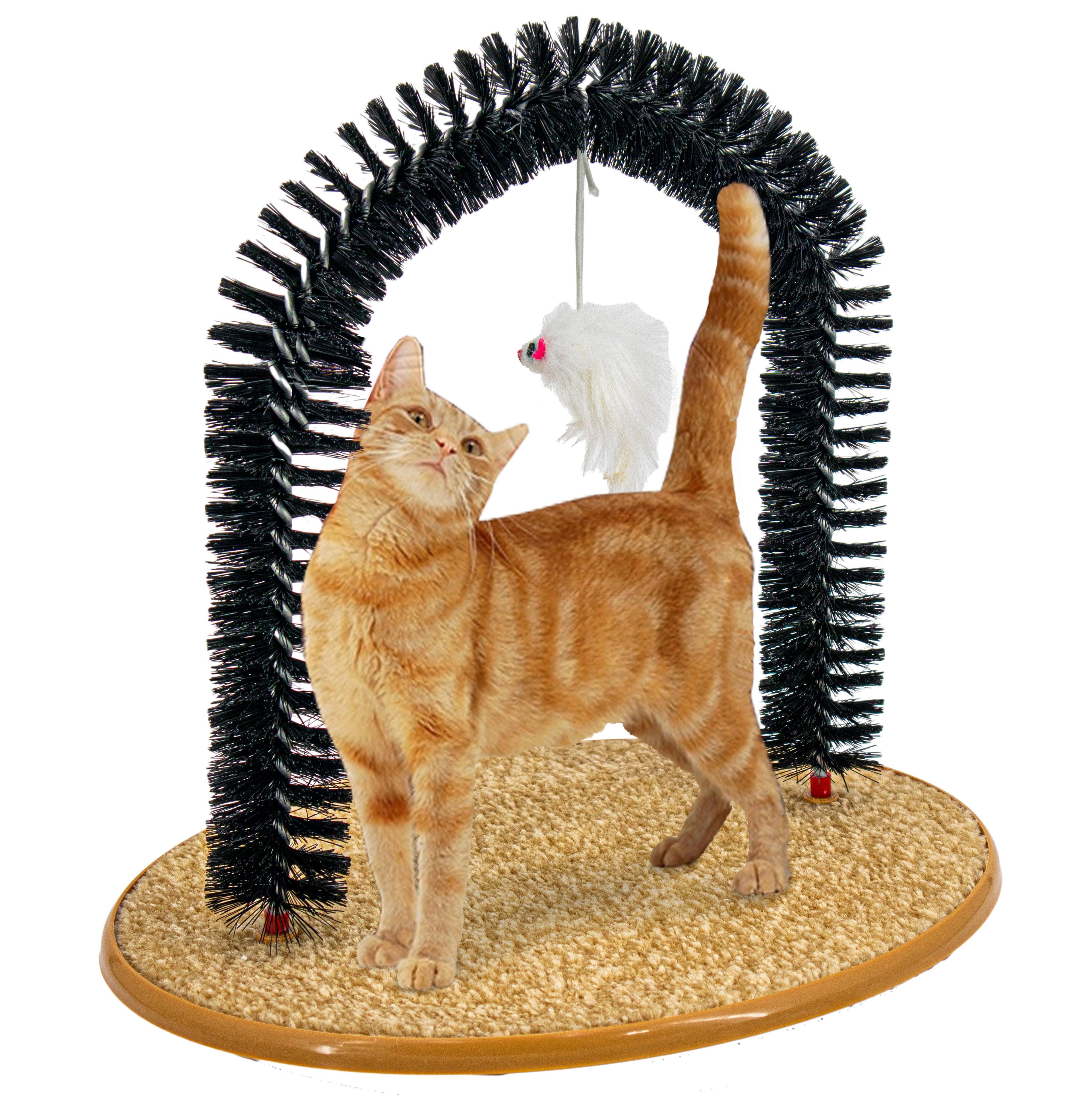 Perfect Cat Self Grooming Arch Post & Toy with Bristle and Catnip For Scratching, Brushing, and Massaging - Cat Grooming Arch - 5 Star Super Deals