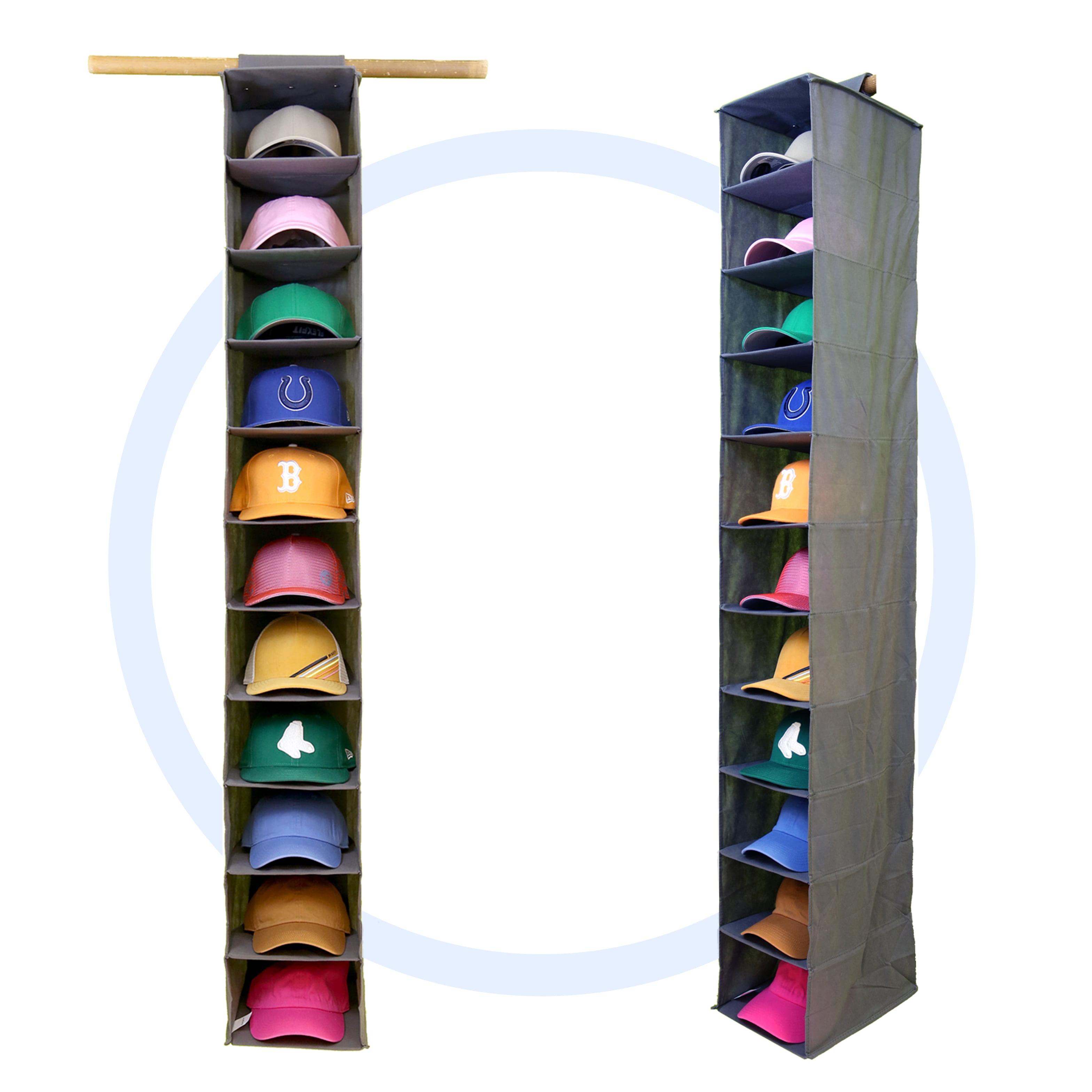 Gray 11-Pocket Hanging Closet Cap Organizer