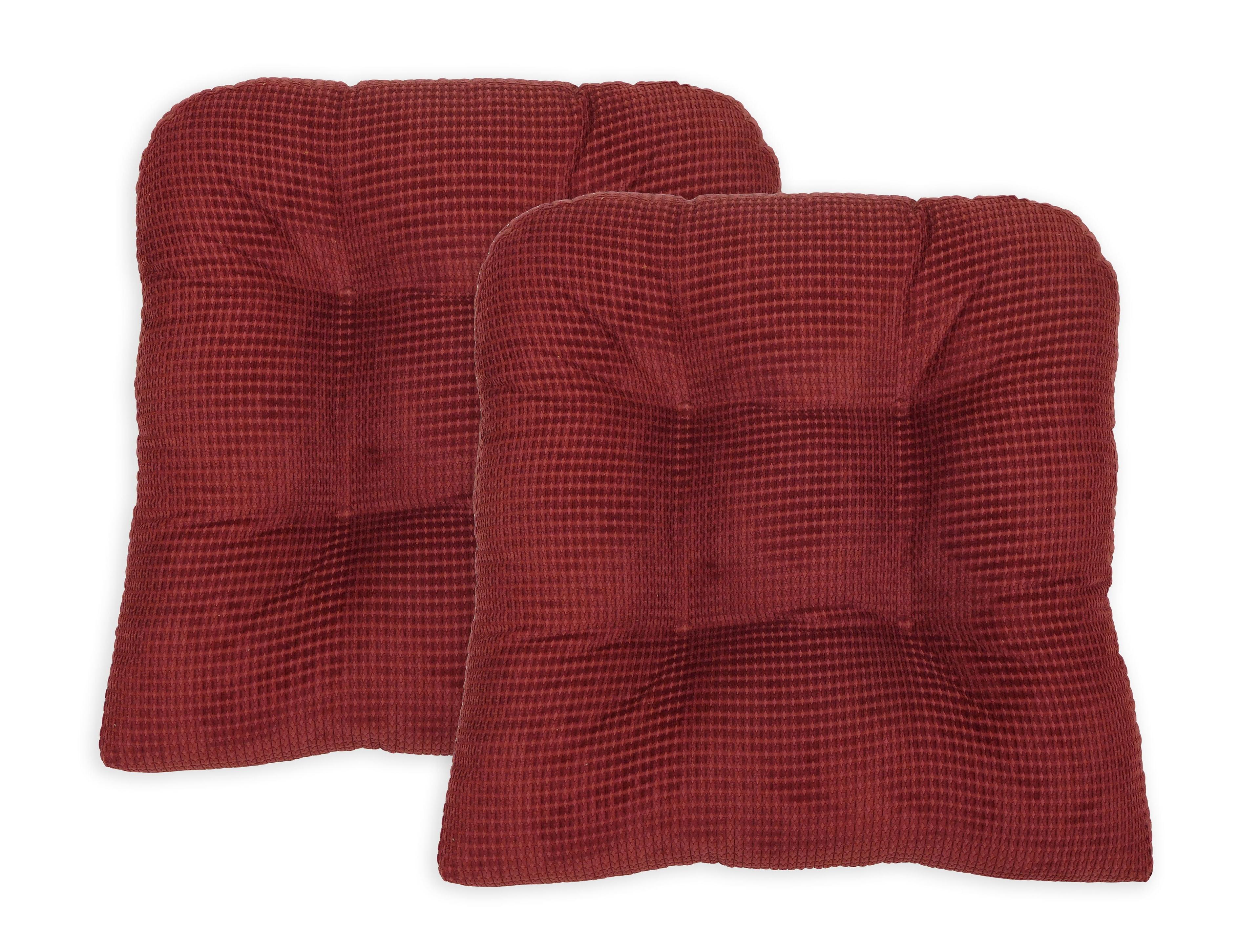 Burgundy Soft Plush Memory Foam Chair Cushions, Set of 2