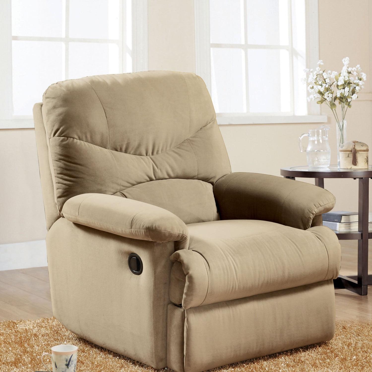 Beige Microfiber Massage Recliner with Wood Frame