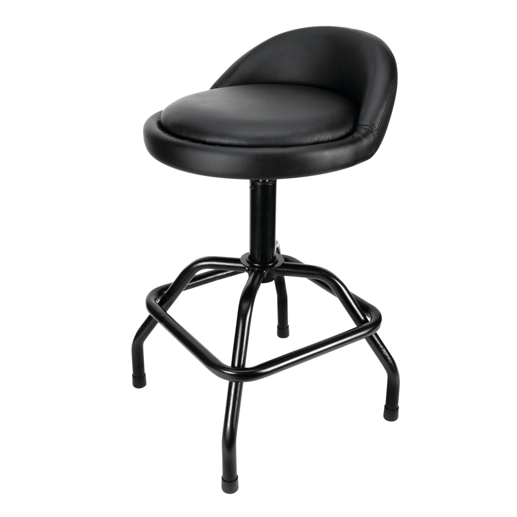 Performance Tool W85011 Pneumatic Swivel Bar Stool with Back Support, 360-Degree Swivel, Heavy Duty Steel Frame, Black