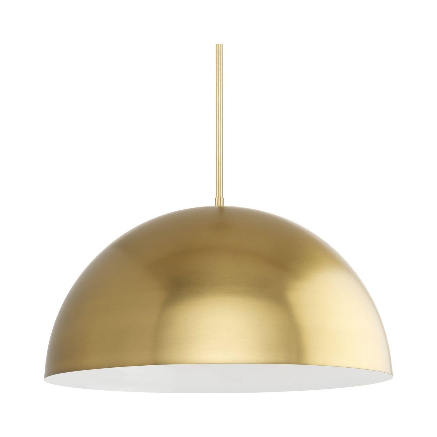 Elegant Brushed Gold 23.62" Modern Bowl Pendant with White Interior