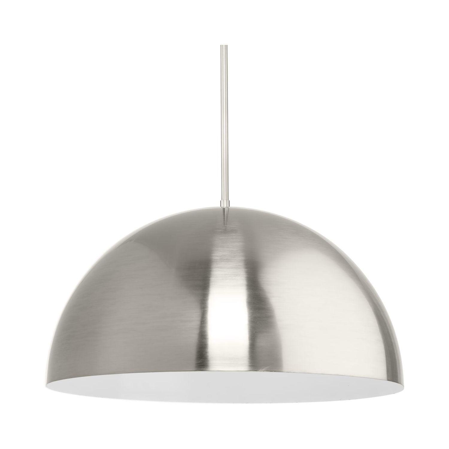 Progress Lighting Perimeter 1-Light Pendant, Brushed Nickel, White Interior Shade: Iconic modern design for kitchens and breakfast nooks.